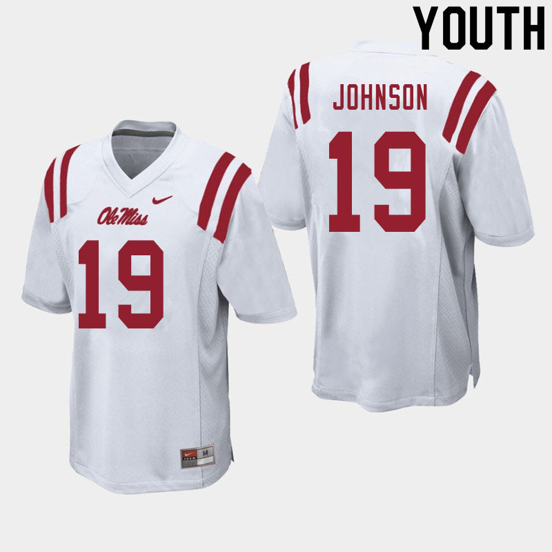 Youth #19 Brice Johnson Ole Miss Rebels College Football Jerseys Sale-White